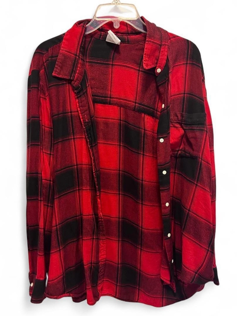 Super soft red and black plaid flannel
